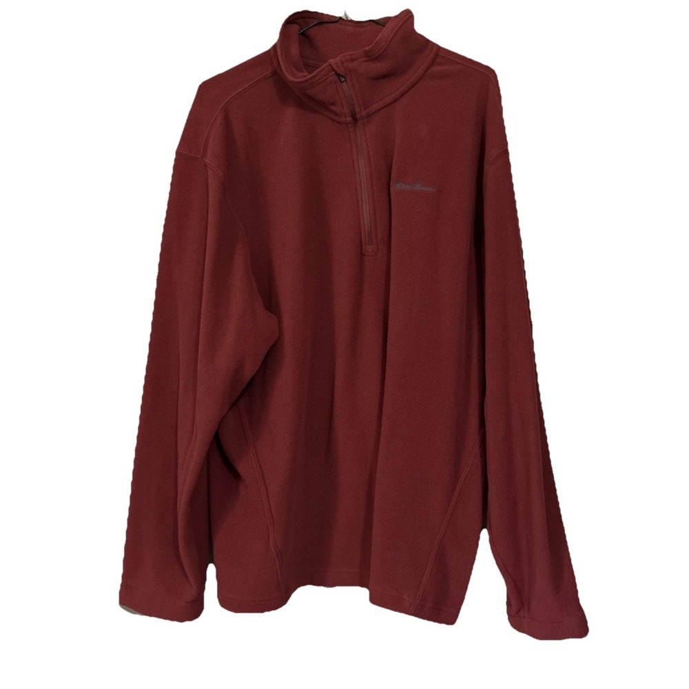 Eddie Bauer Polartec Maroon Fleece 1/4 Zip Pullover Lightweight Men's XL Soft